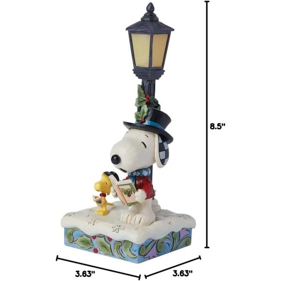 Peanuts by Jim Shore Snoopy and Woodstock Caroling by Lamp Post Lit Figurine NEW - Picture 8 of 8